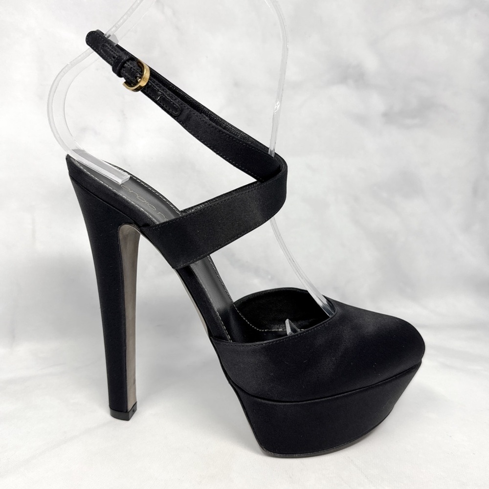 Sergio Rossi Vintage Y2K Silk Satin Platform Wrap Around Ankle Strap Pump Heels